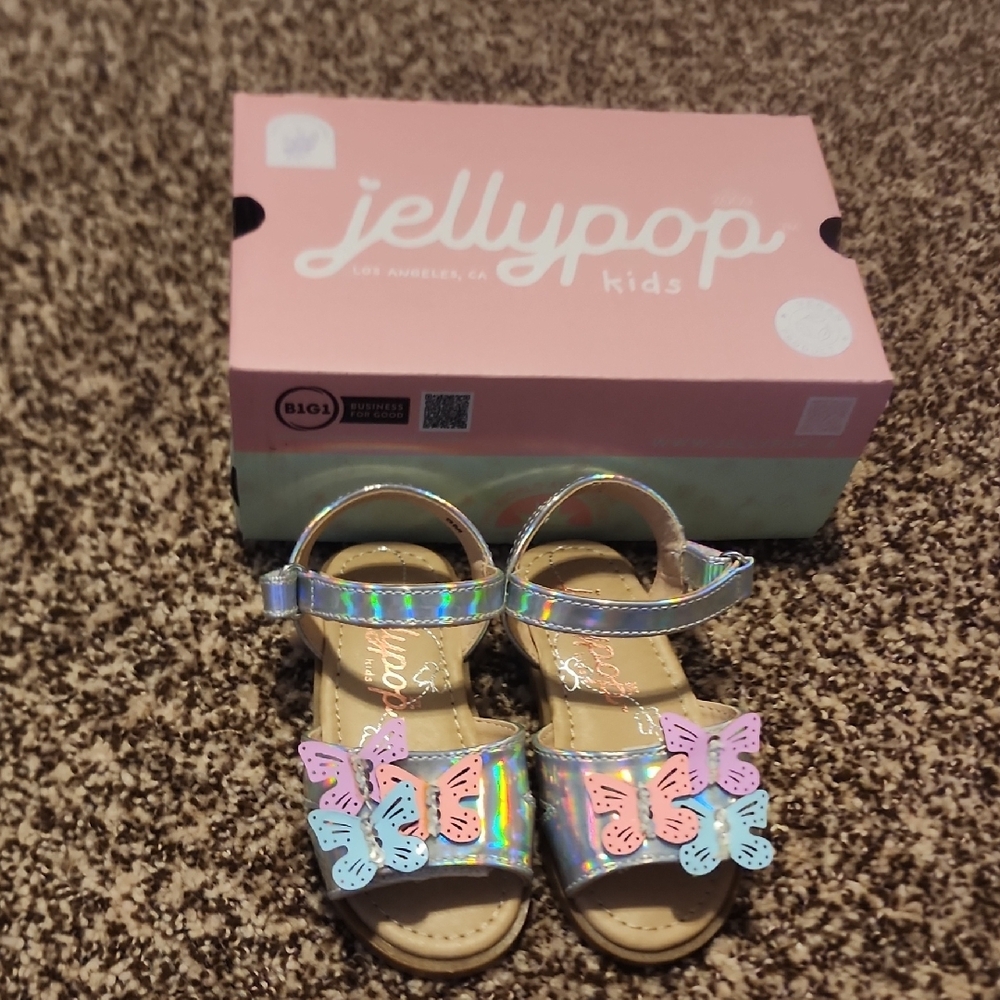 Jellypop Silver Pink Sandals with Floral Print